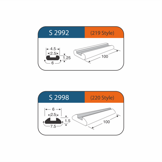 Grooved Silicone Strips - Price per box of 5 units